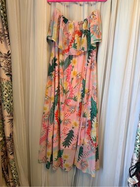 entro Pink Floral Off-Shoulder Maxi Dress